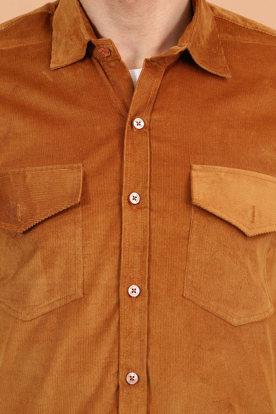 Corduroy Cotton Brown 1 Solid Shirt