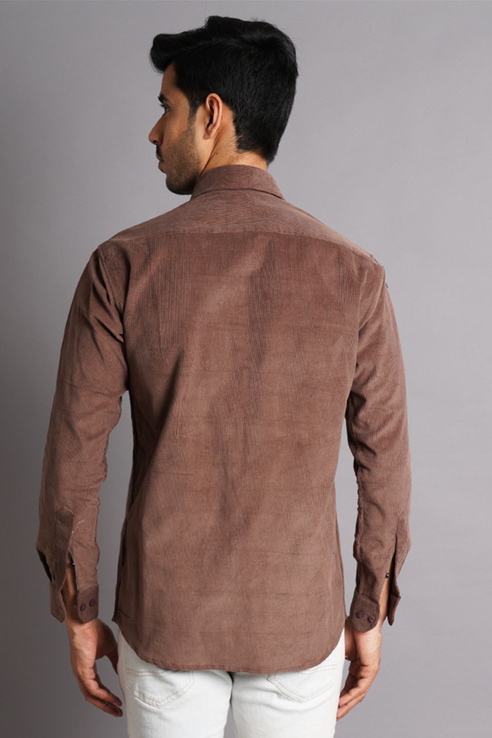Corduroy Cotton Brown Solid Shirt