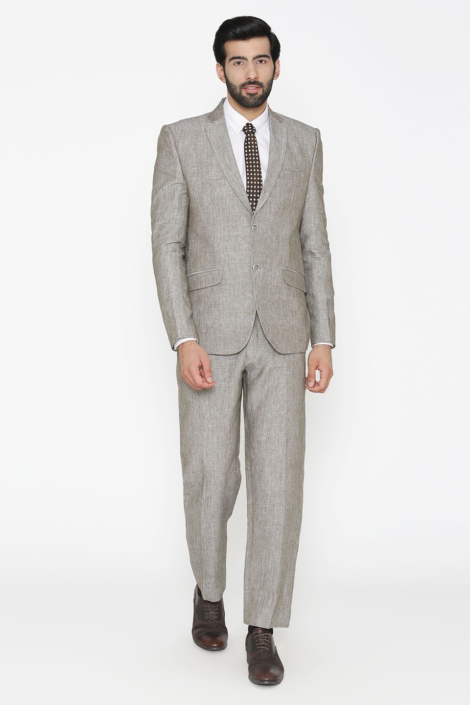 100% Pure Linen by Linen Club Silver Suit