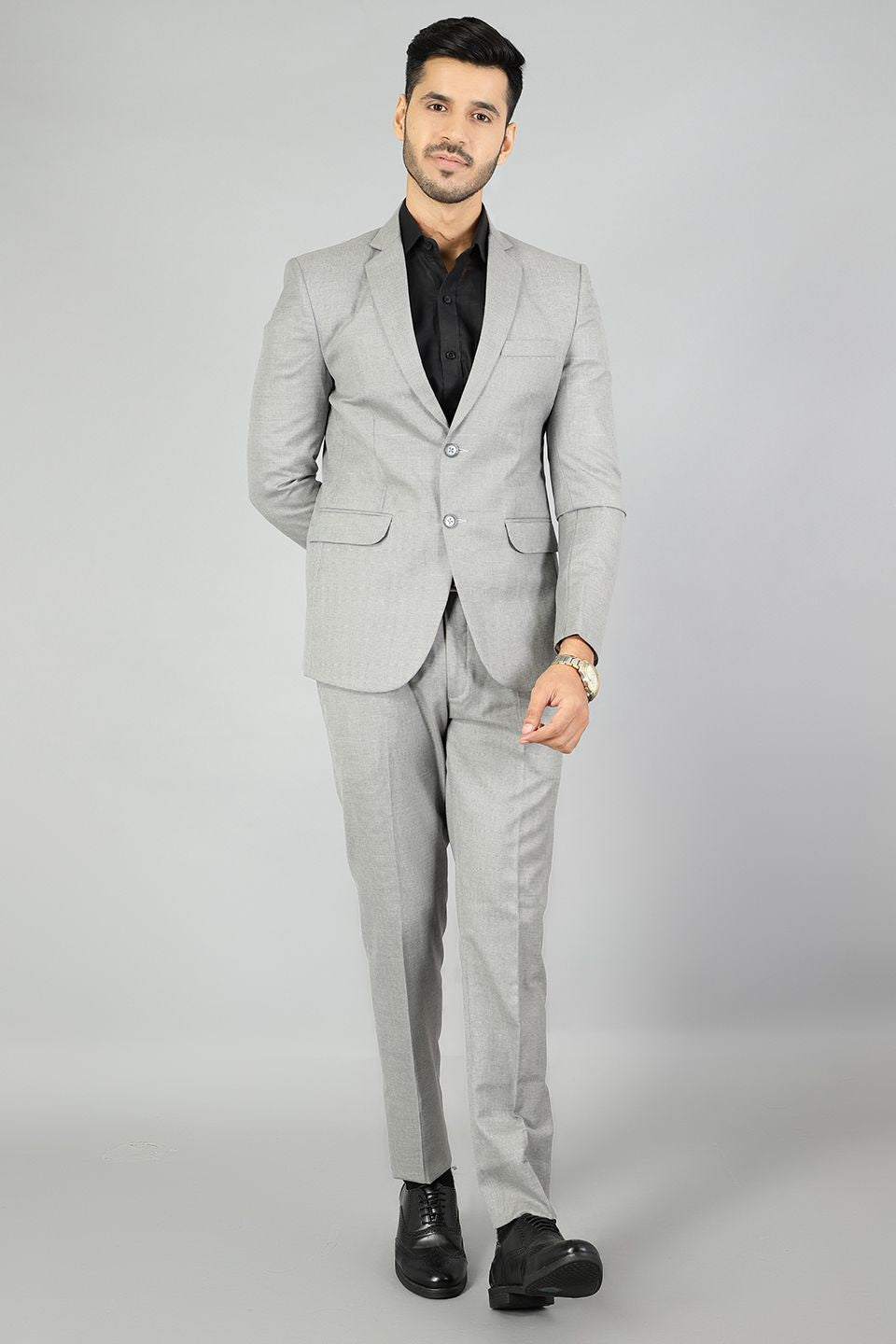 Polyester Cotton Plain Grey Suit