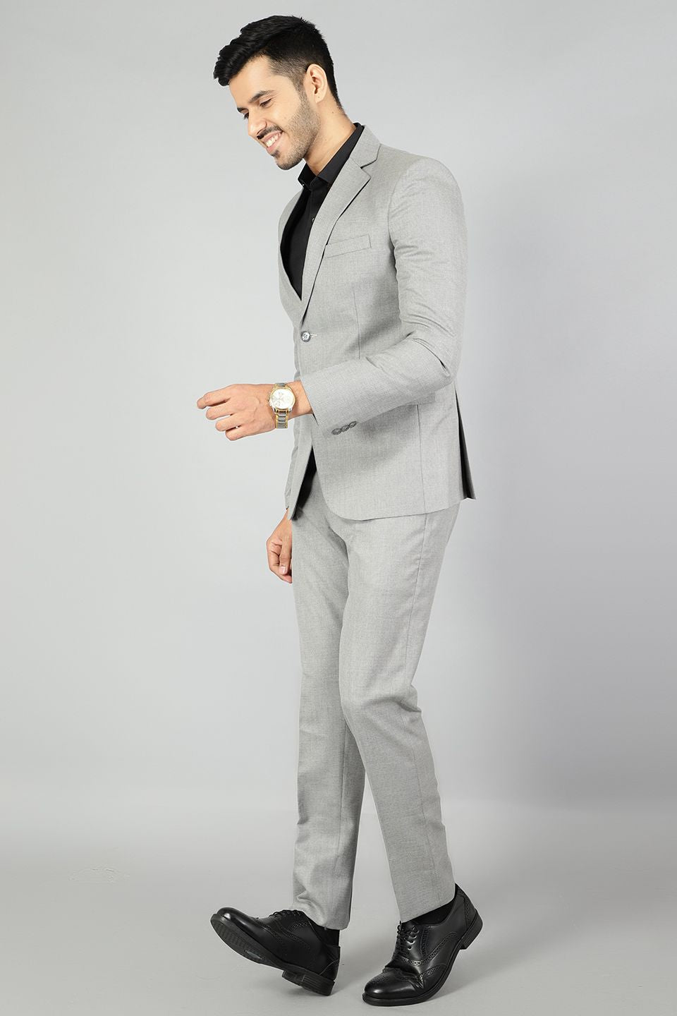 Polyester Cotton Plain Grey Suit