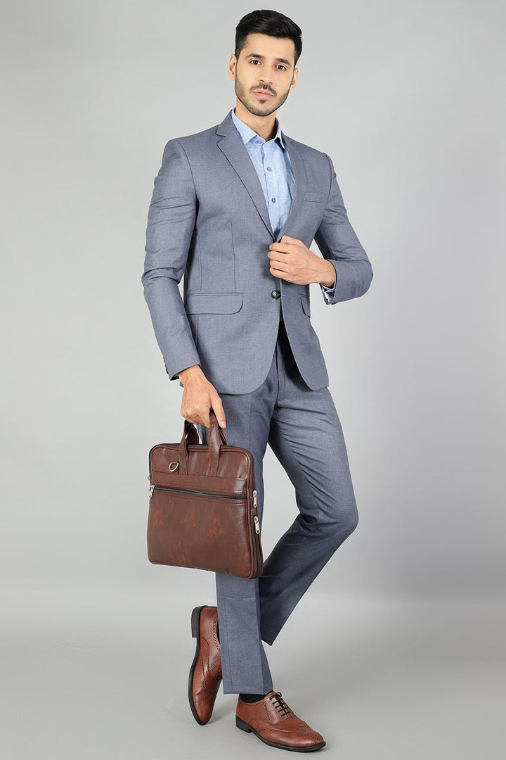 Polyester Cotton Plain Blue Suit