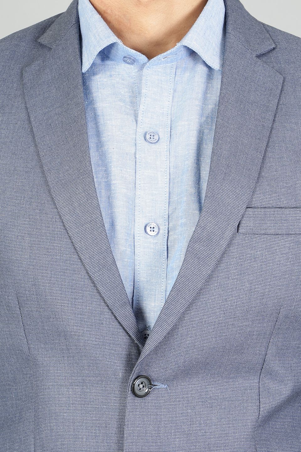 Polyester Cotton Plain Blue Suit