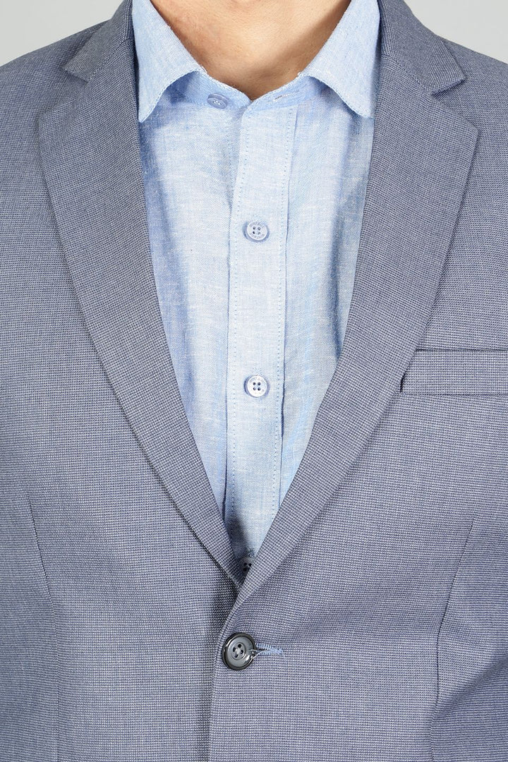 Polyester Cotton Plain Blue Suit