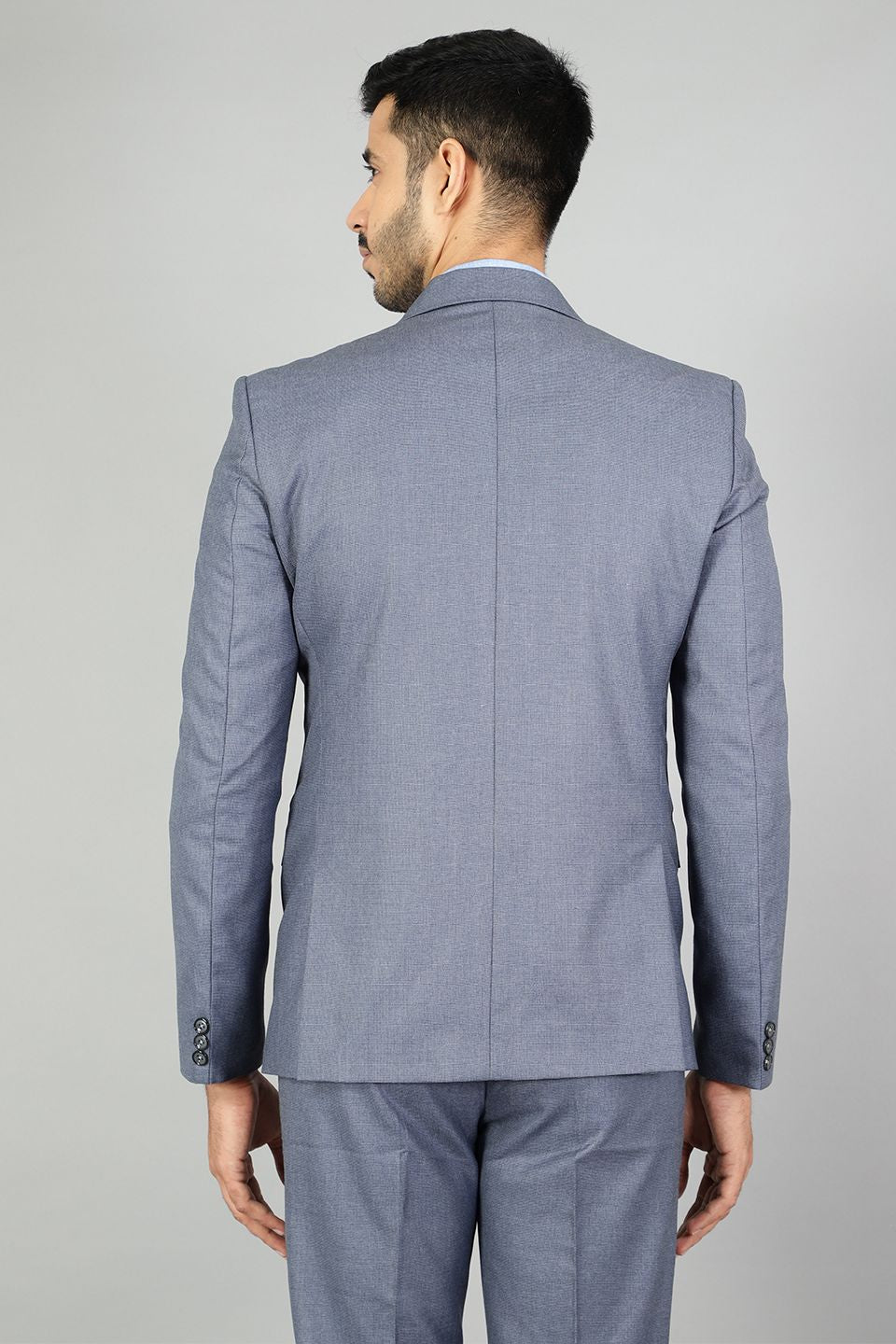 Polyester Cotton Plain Blue Suit
