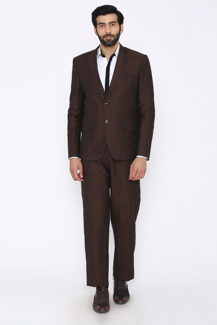 100% Linen Brown Suit