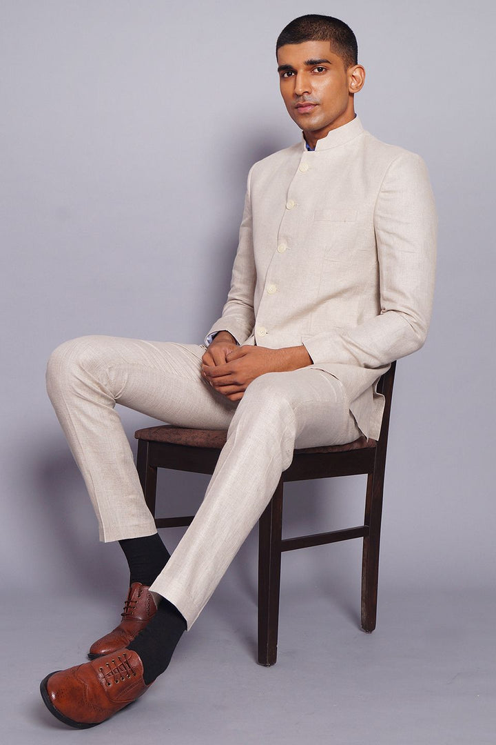 Pure Linen Cream Suit