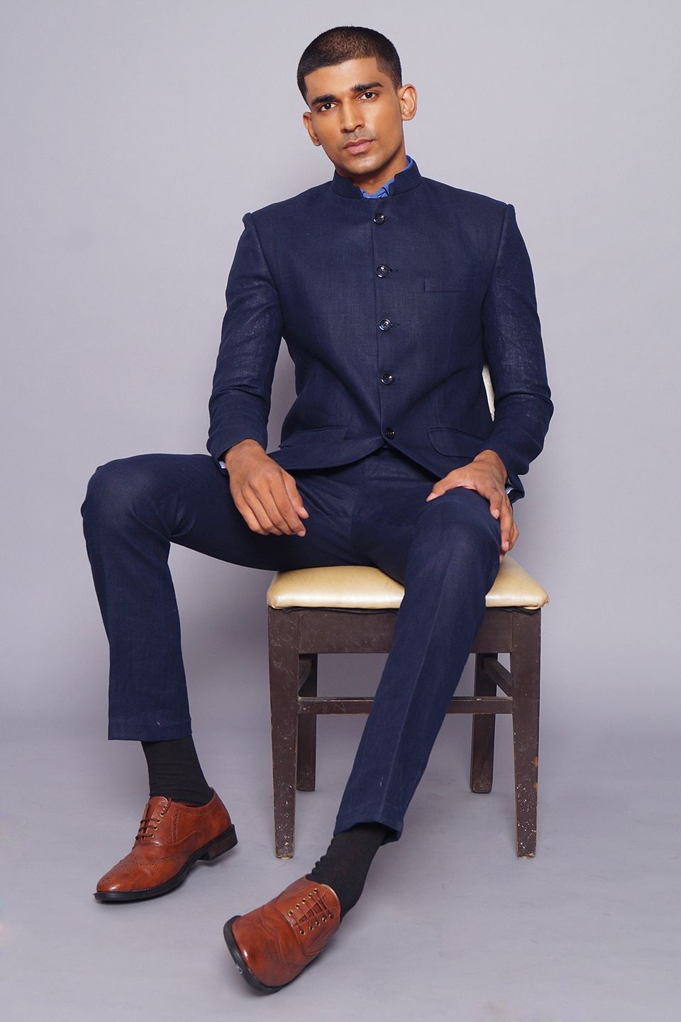 Pure Linen Blue Suit