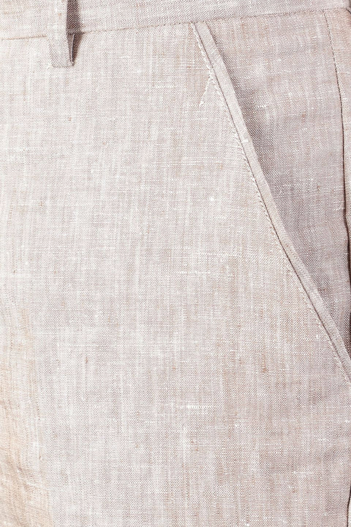 Men Linen Brown 2 Piece Suit