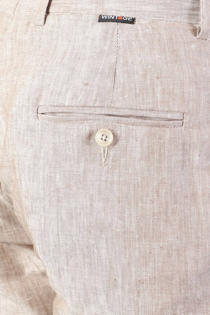 Men Linen Brown 2 Piece Suit