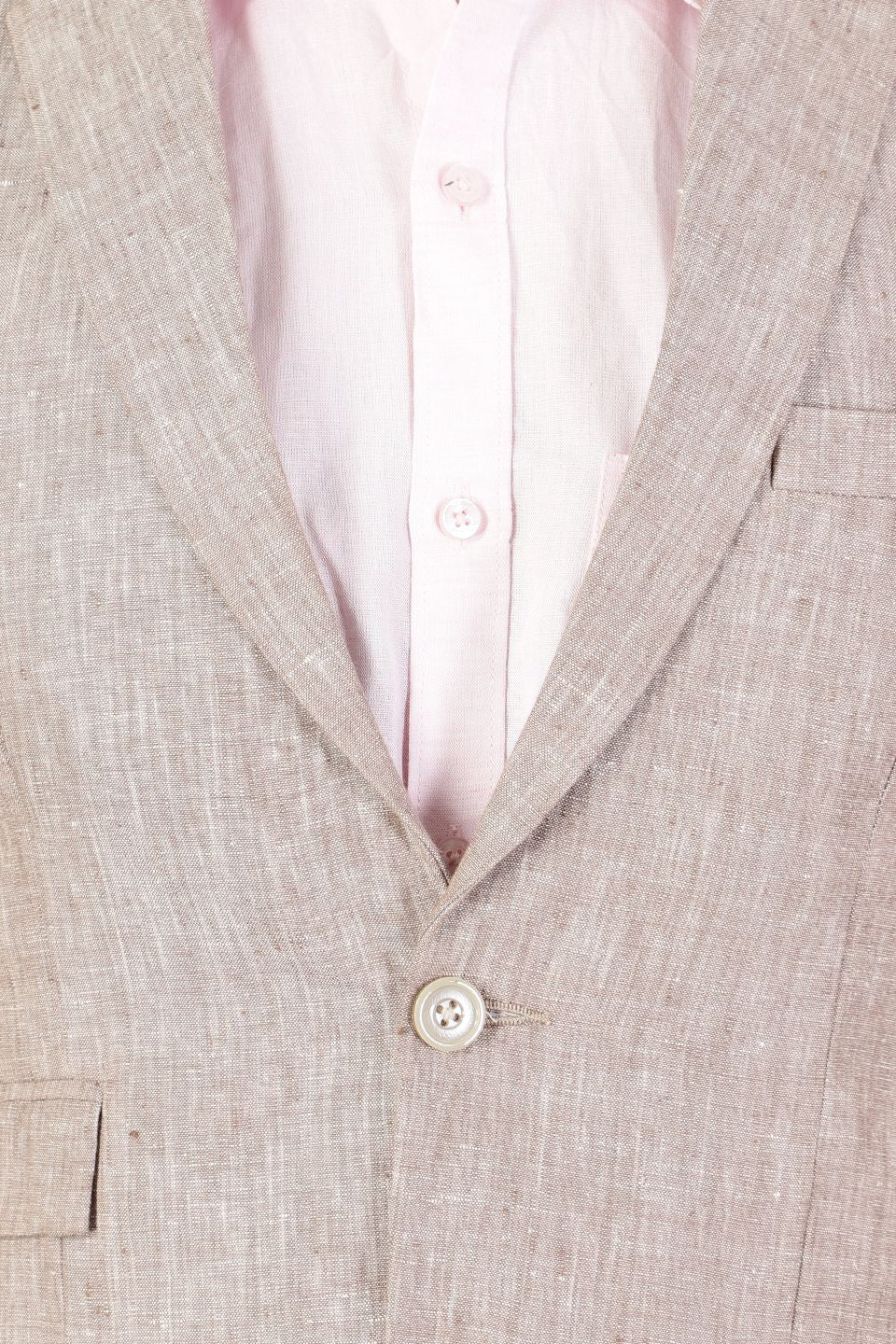 Men Linen Brown 2 Piece Suit