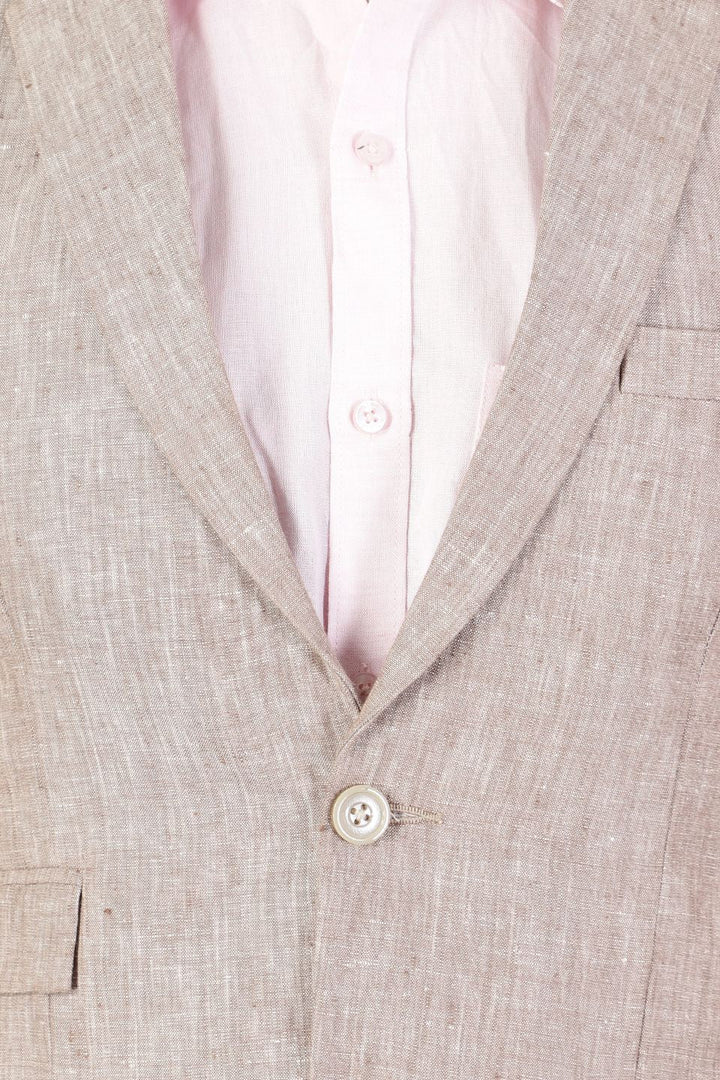 Men Linen Brown 2 Piece Suit