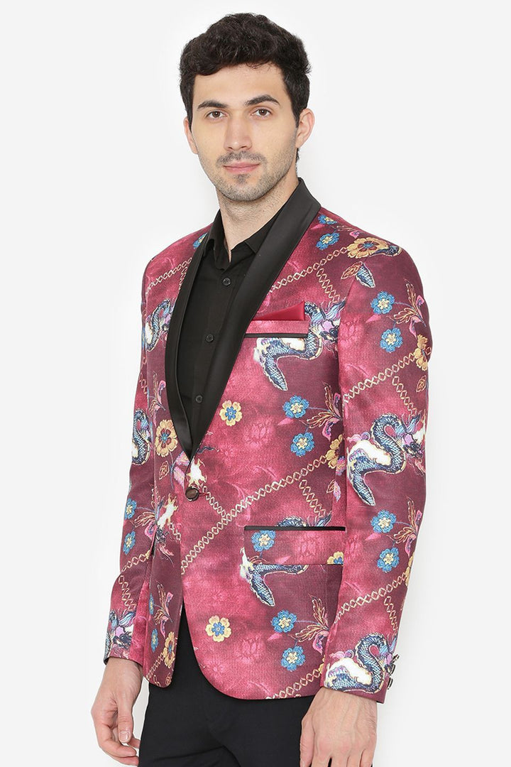 Polyester Fabric Maroon Tuxedo