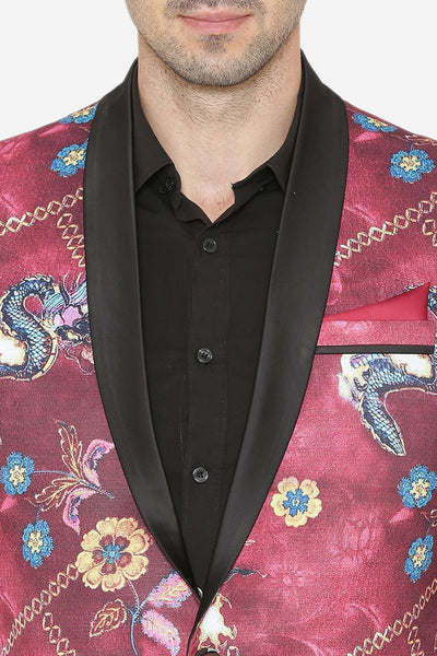 Polyester Fabric Maroon Tuxedo