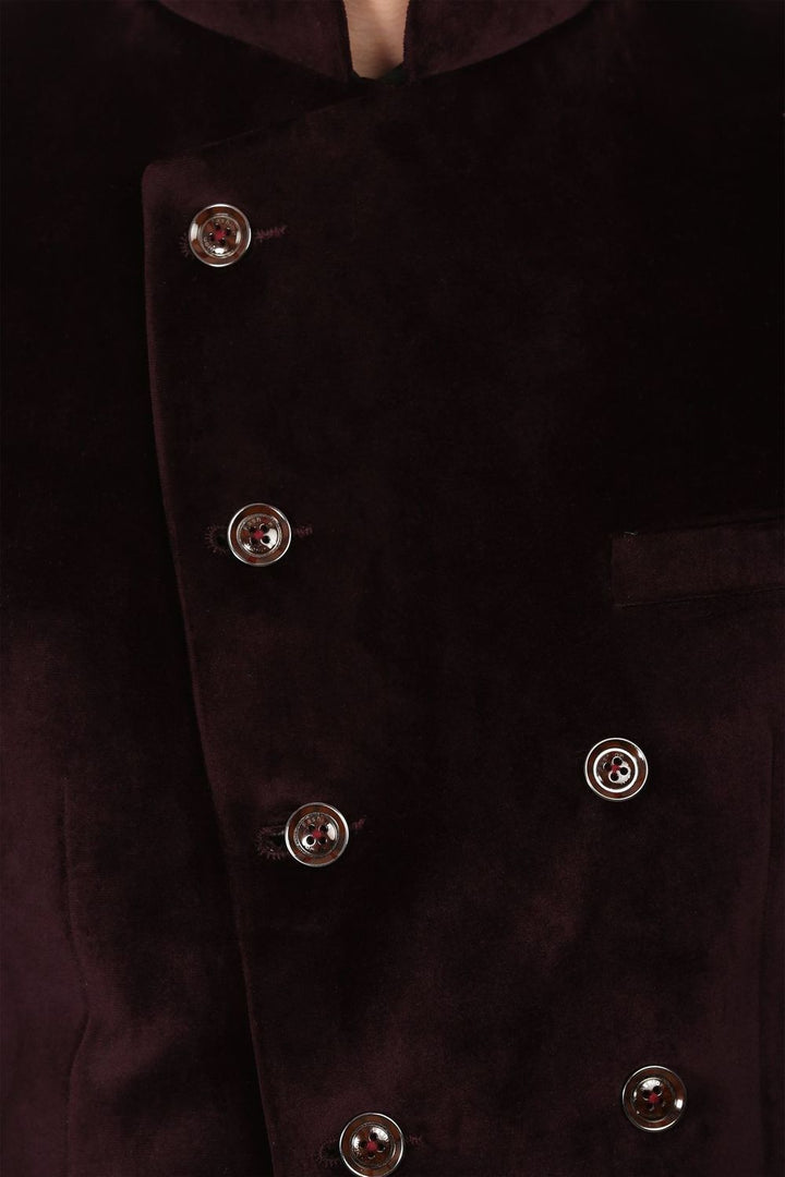 Dust Free Velvet Red Bandhgala