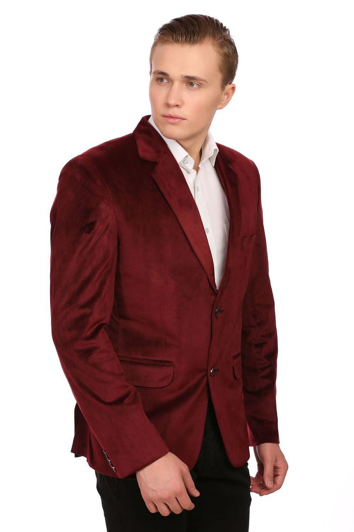 Dust Free Cotton Velvet Red Blazer