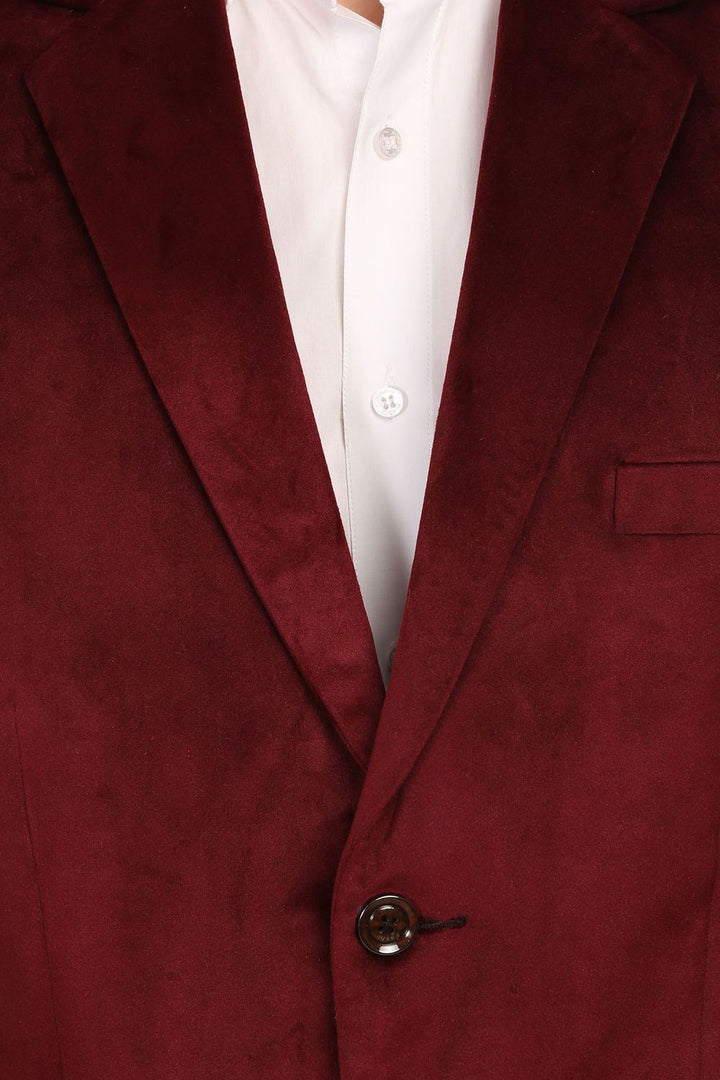 Dust Free Cotton Velvet Red Blazer