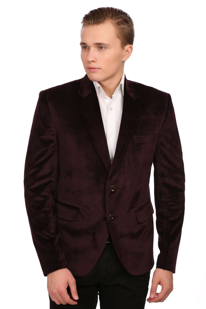 Dust Free Cotton Velvet Red Blazer