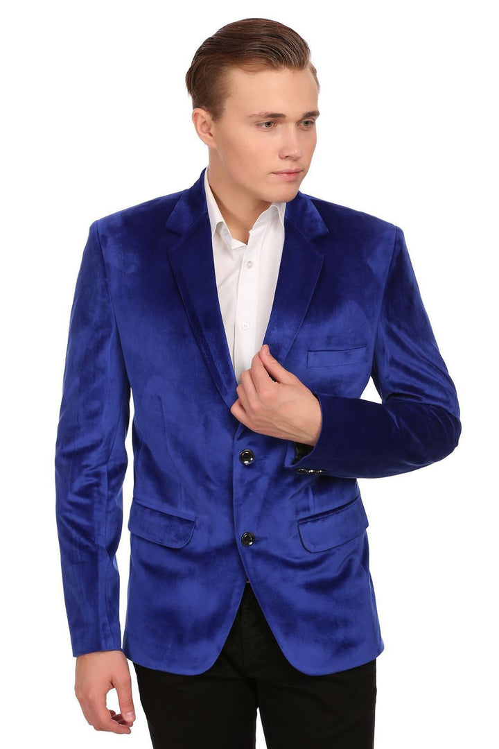 Dust Free Cotton Velvet Blue Blazer