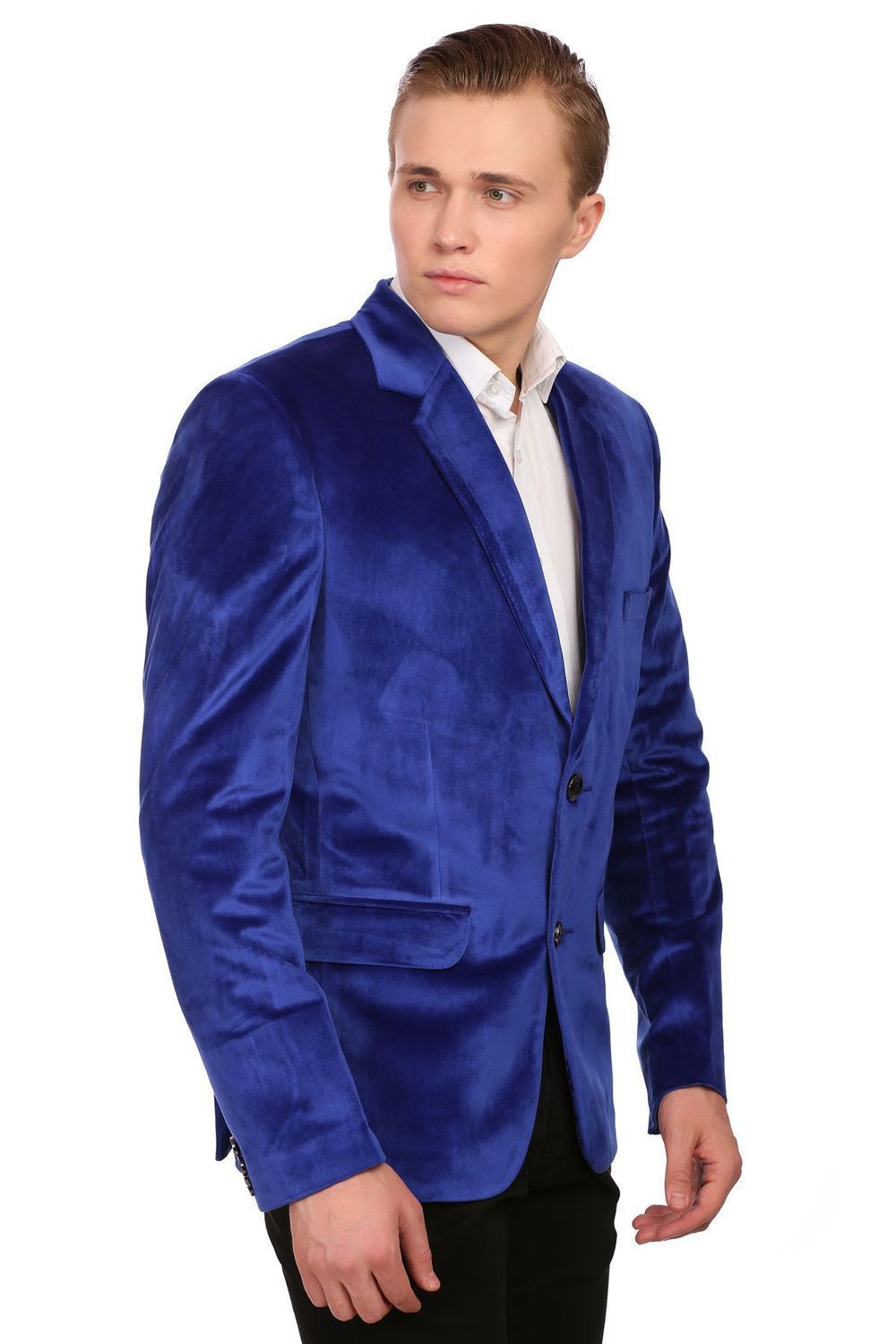 Dust Free Cotton Velvet Blue Blazer