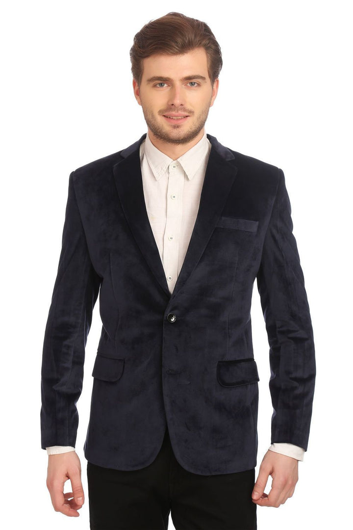 Dust Free Cotton Velvet Blue Blazer