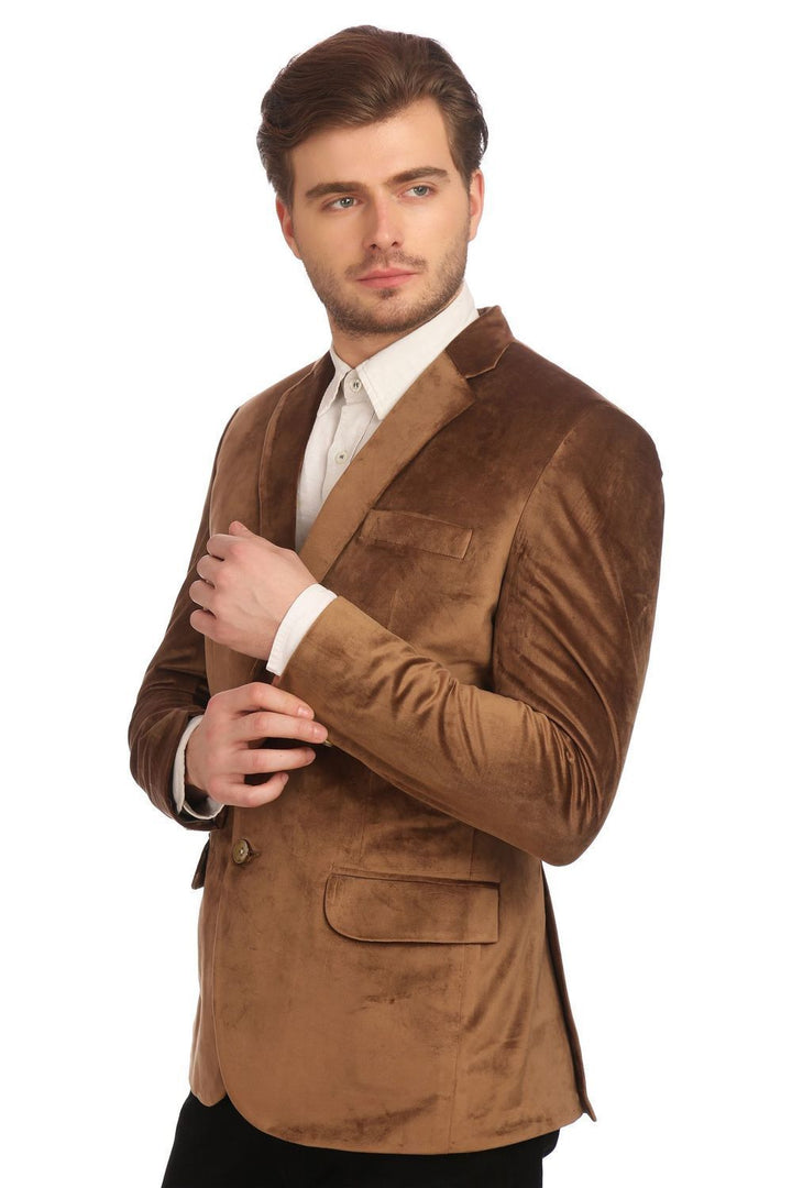 Dust Free Cotton Velvet Gold Blazer