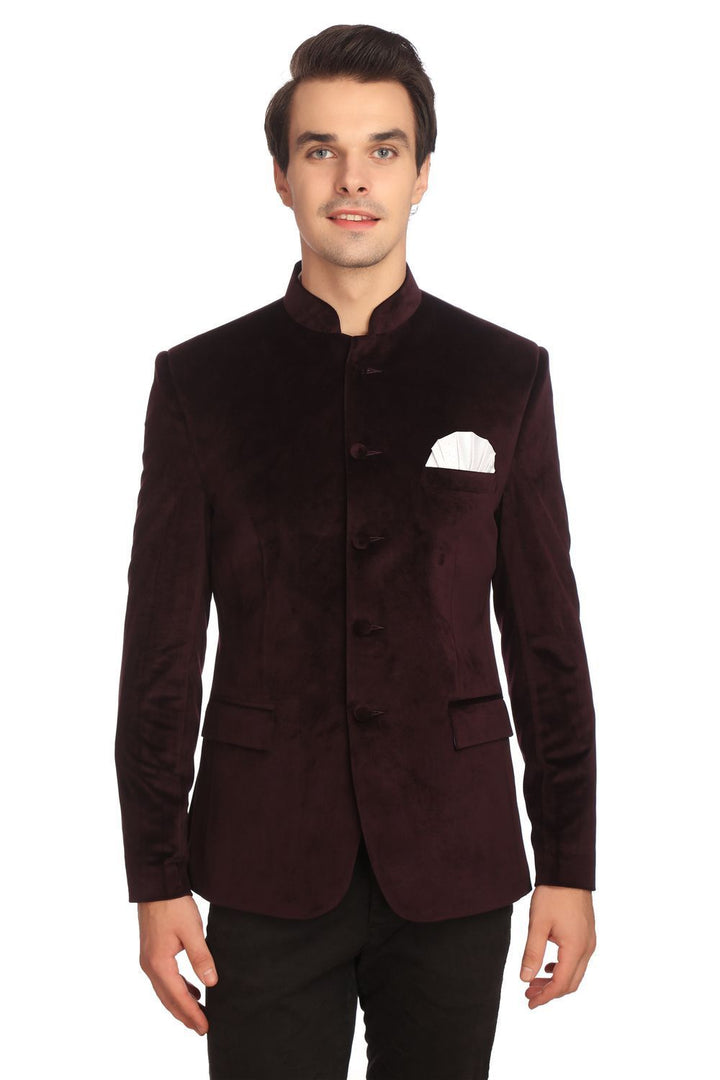 Dust-Free Cotton Velvet Purple Bandhgala