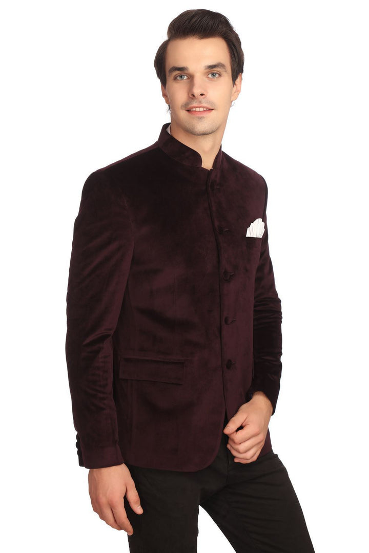 Dust-Free Cotton Velvet Purple Bandhgala