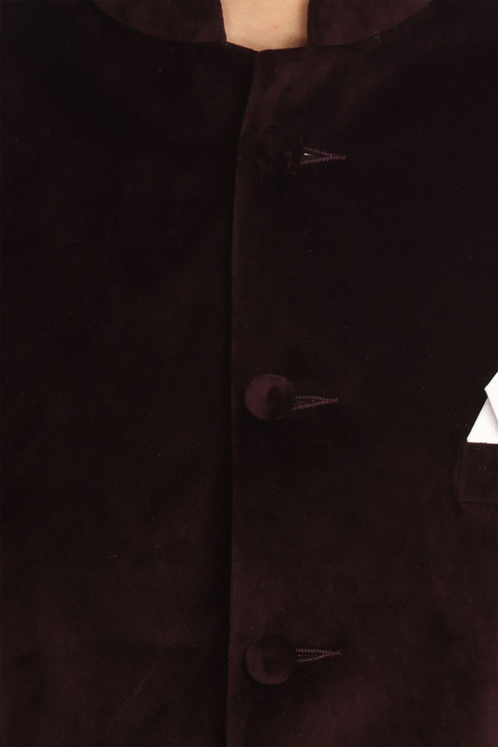 Dust-Free Cotton Velvet Purple Bandhgala