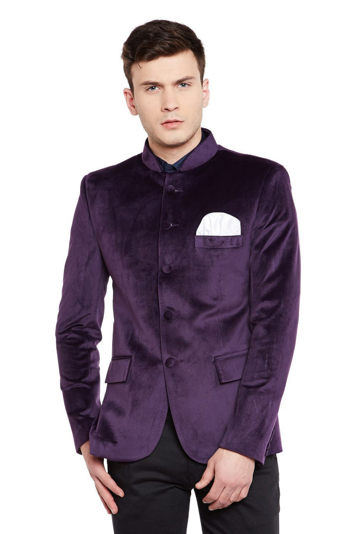 Dust-Free Cotton Velvet Purple Bandhgala