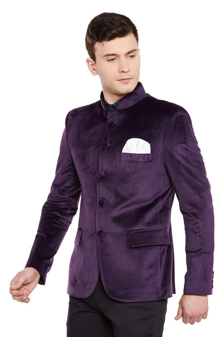 Dust-Free Cotton Velvet Purple Bandhgala