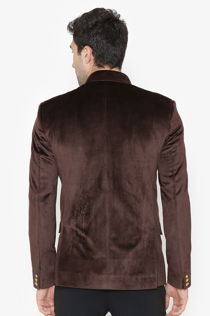 Cotton Velvet Brown Bandhgala