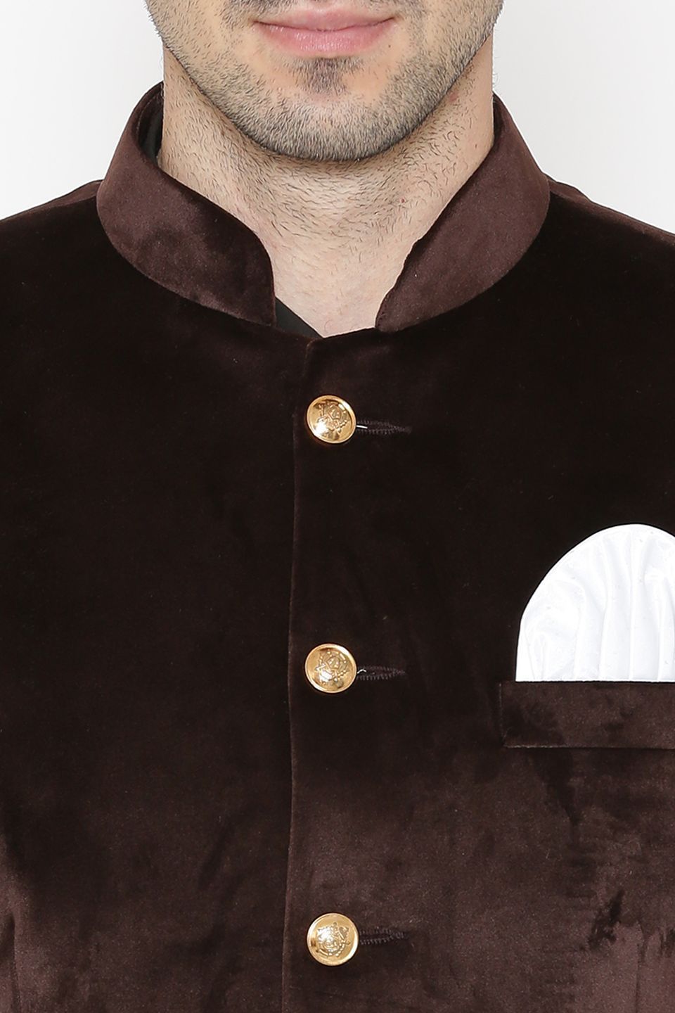Cotton Velvet Brown Bandhgala