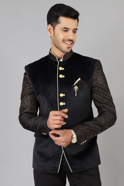 Velvet bandhgala sales