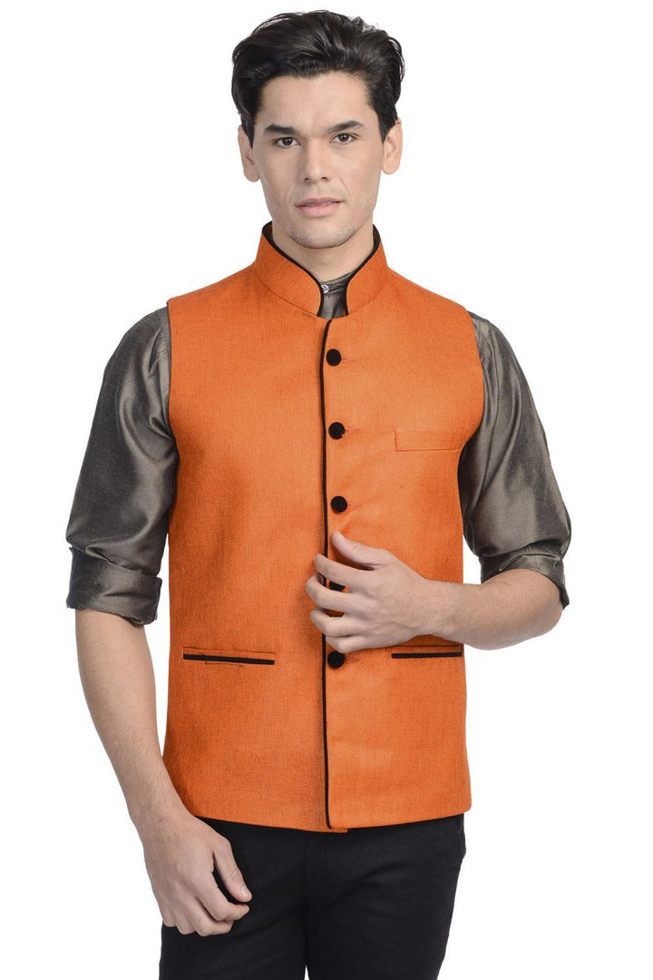 Rayon Orange Nehru Jacket