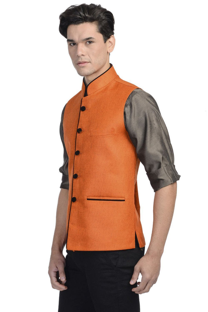 Rayon Orange Nehru Jacket