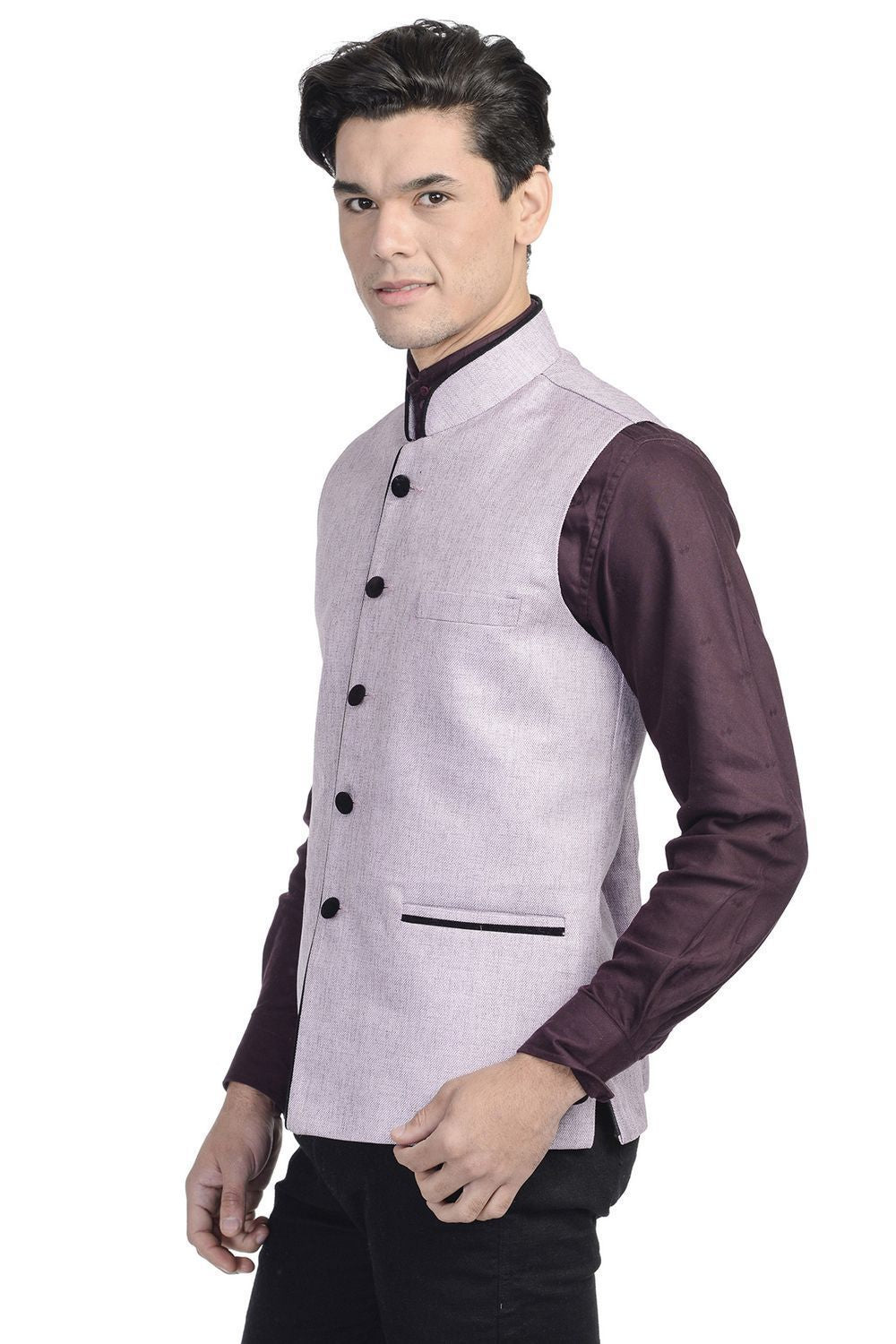 Rayon Purple Nehru Jacket
