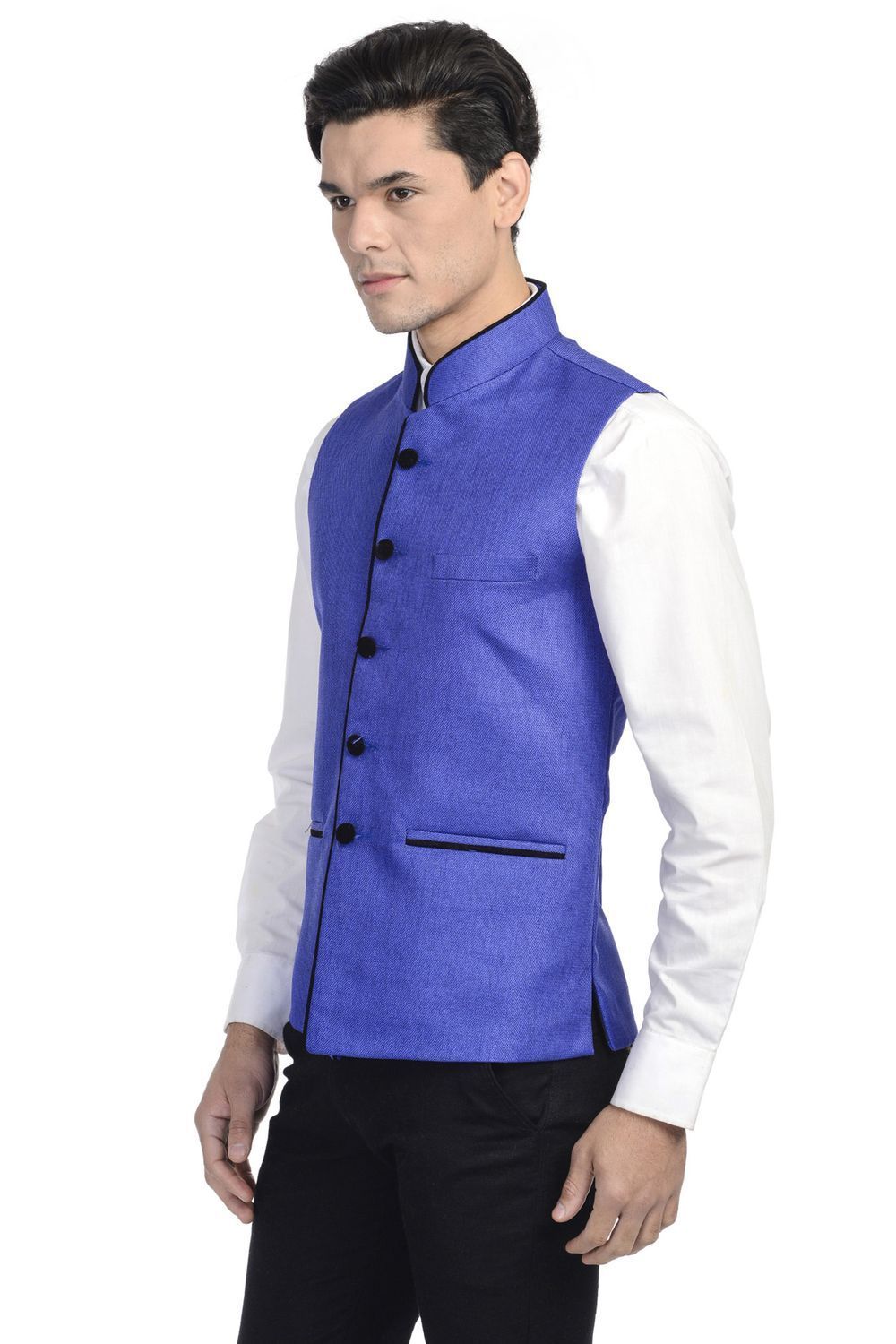 Rayon Blue Nehru Jacket