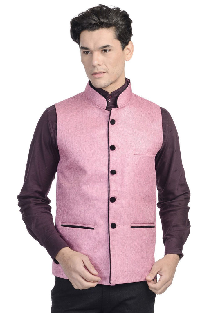 Rayon Pink Nehru Jacket