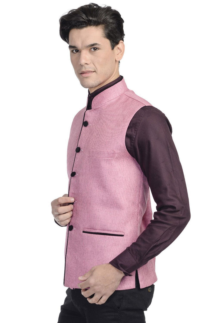 Rayon Pink Nehru Jacket