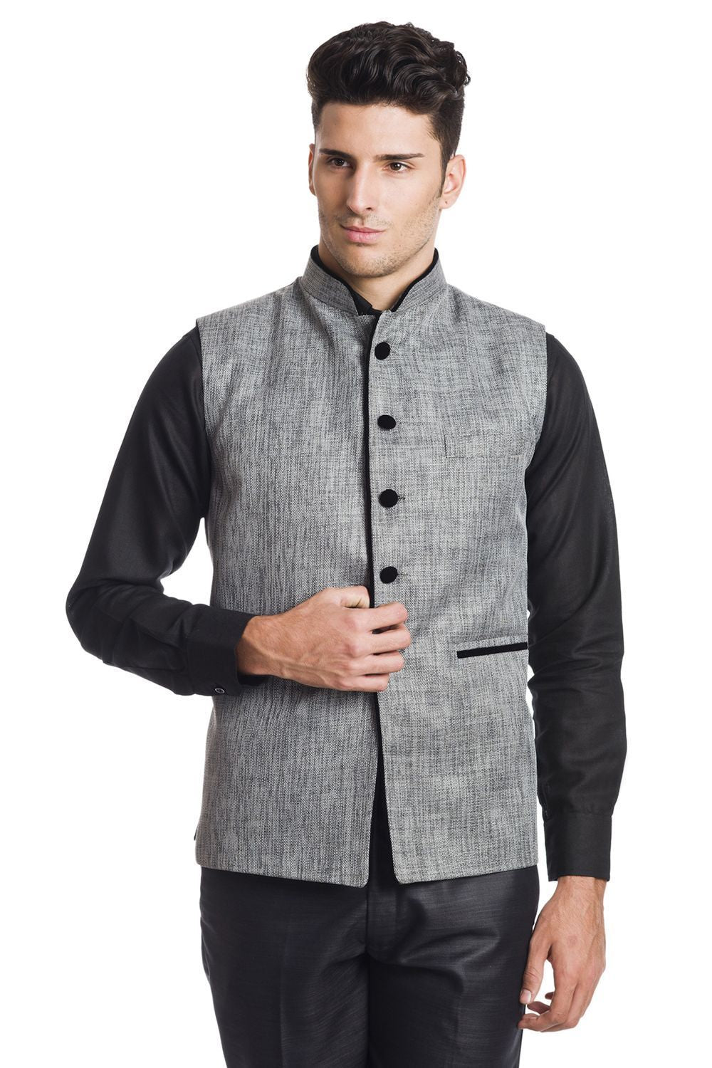 Rayon Grey Nehru Jacket