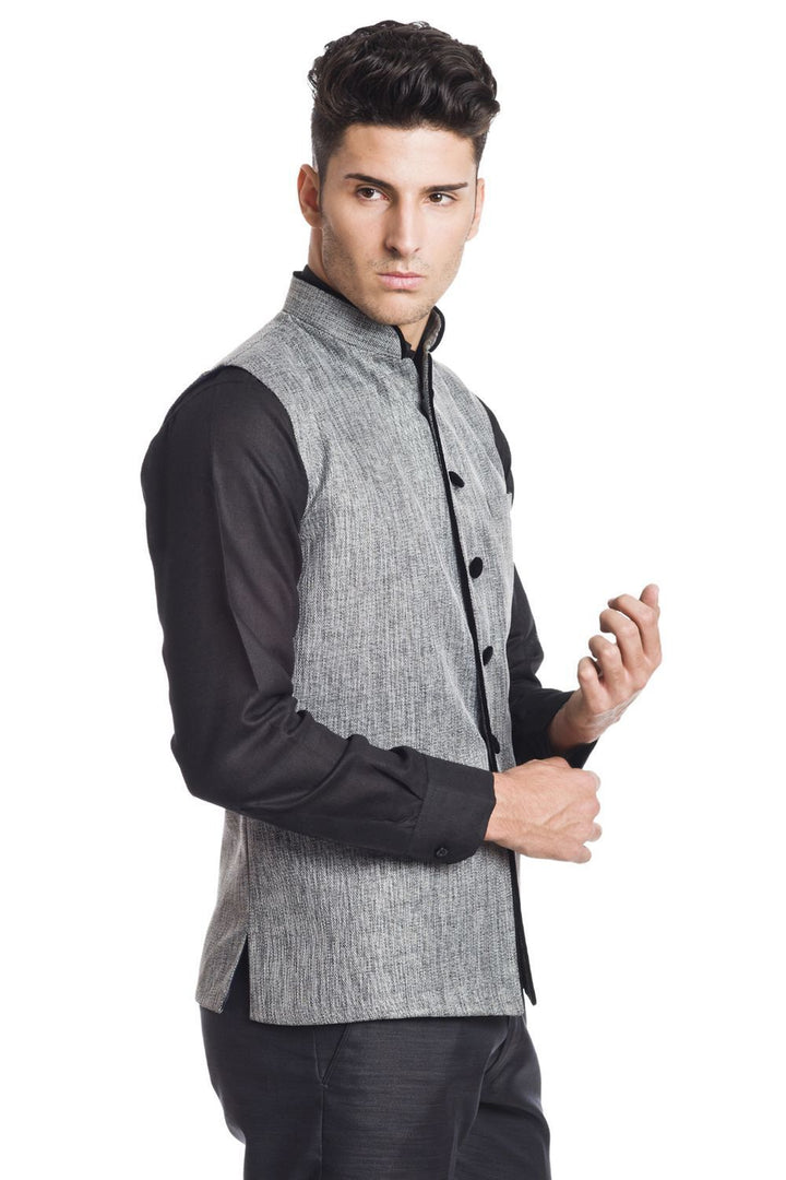 Rayon Grey Nehru Jacket