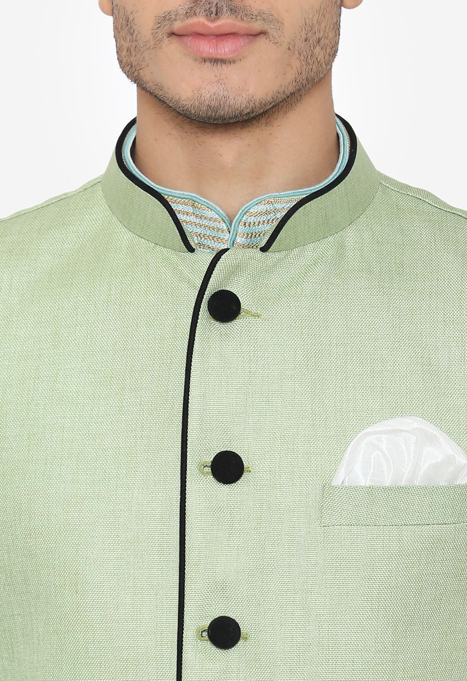 Rayon Green Nehru Modi Jacket