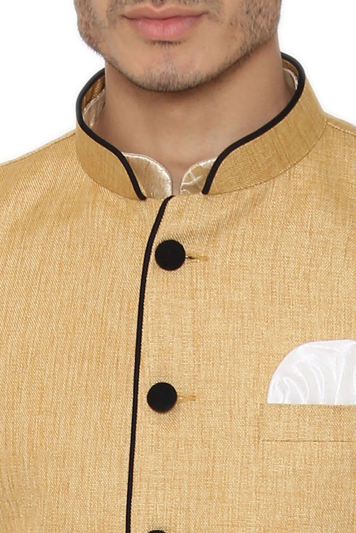 Rayon Gold Nehru Modi Jacket