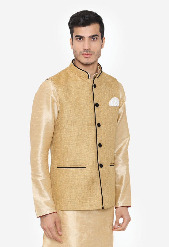 Rayon Gold Nehru Modi Jacket