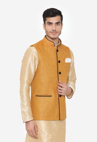 Rayon Yellow Nehru Modi Jacket