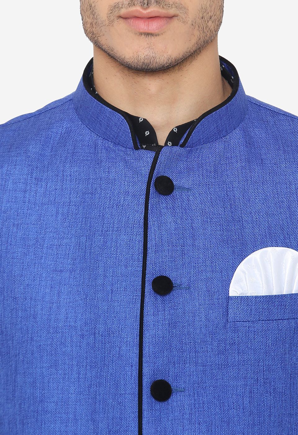 Rayon Blue Nehru Modi Jacket