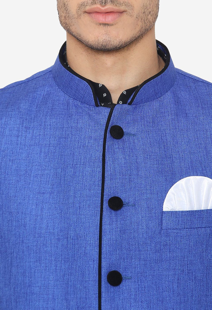 Rayon Blue Nehru Modi Jacket