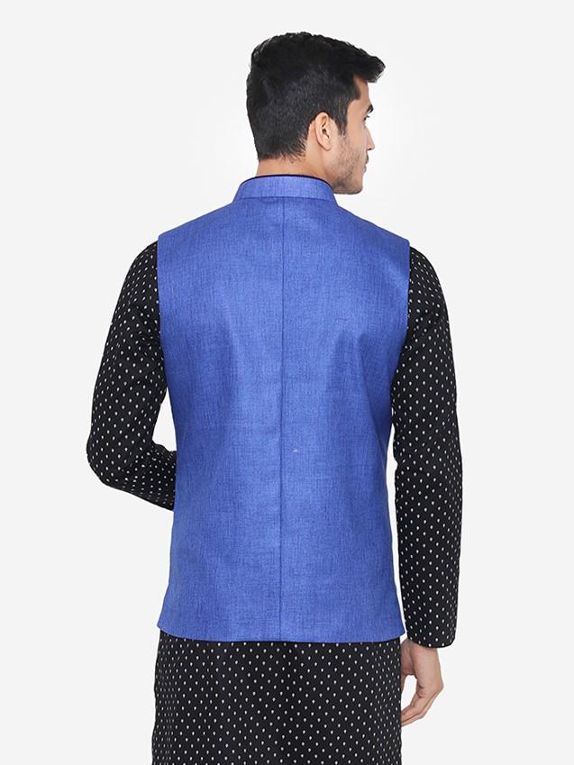 Rayon Blue Nehru Modi Jacket