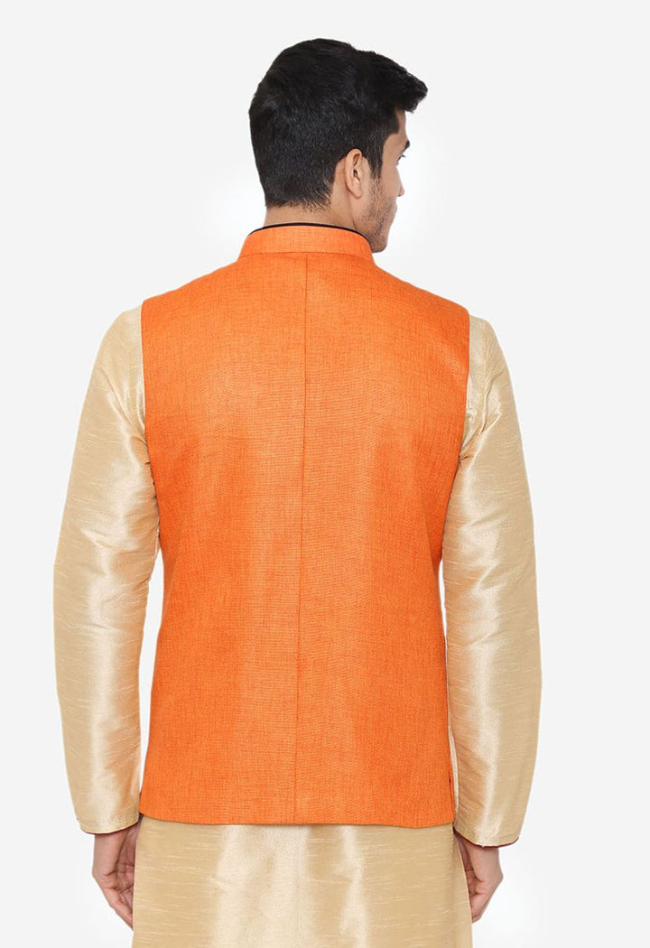 Rayon Orange Nehru Modi Jacket